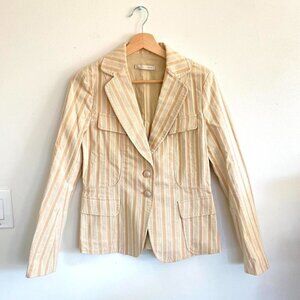 DECO CREAM STRUCTURED Y2K VINTAGE BLAZER COAT WOMENS SIZE MEDIUM